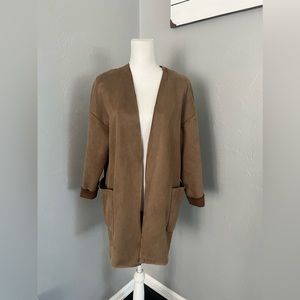 Zara Brown Faux Suede Jacket Cardigan size S